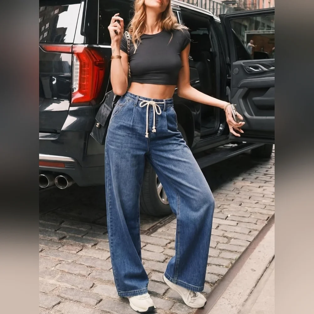 Classic Denim Wide Leg Jeans for Women
